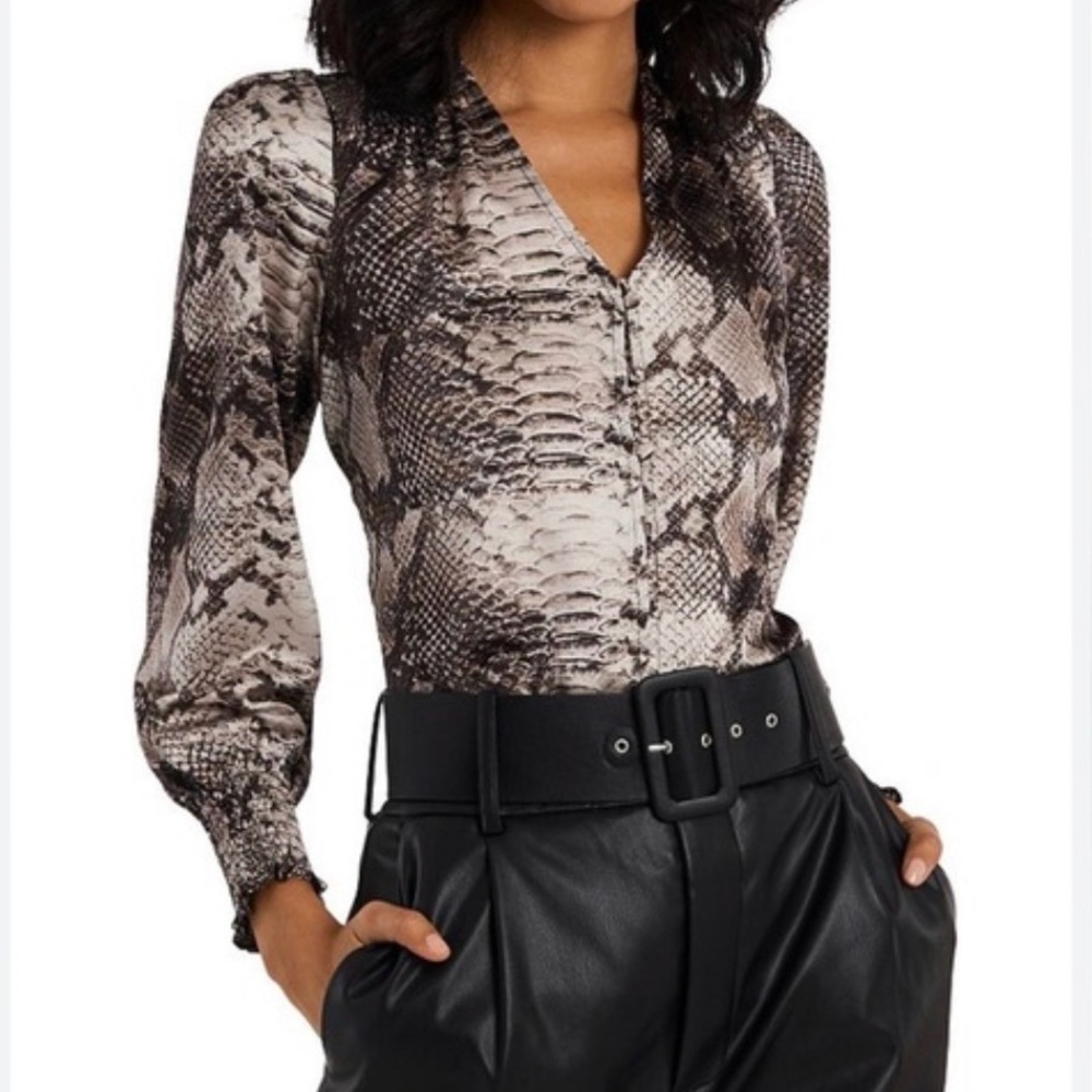 1. State Snake Print Blouse - Black and Gray